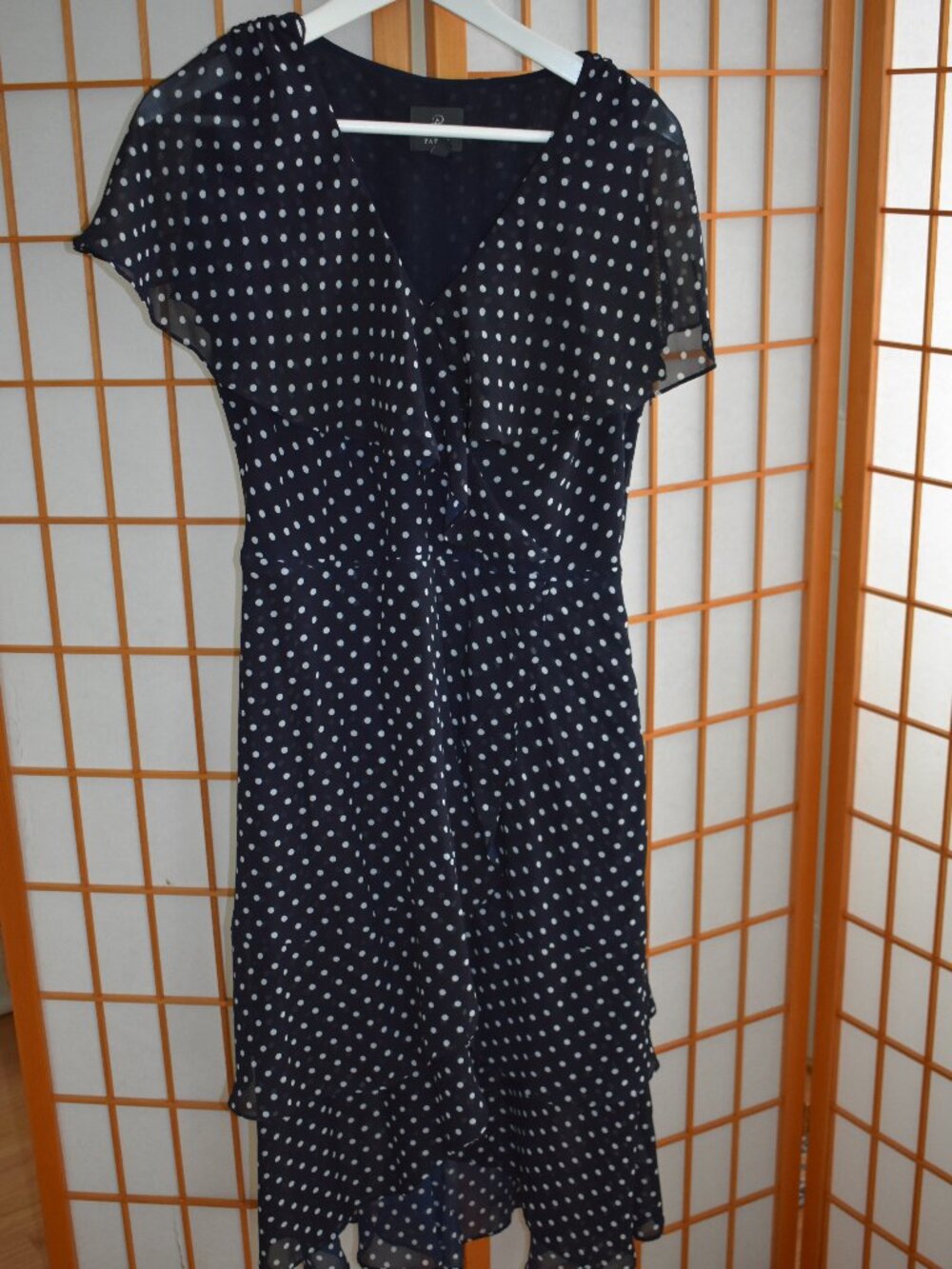 ADRIANNA PAPELL Polka Dot Flutter Dress, Size 10